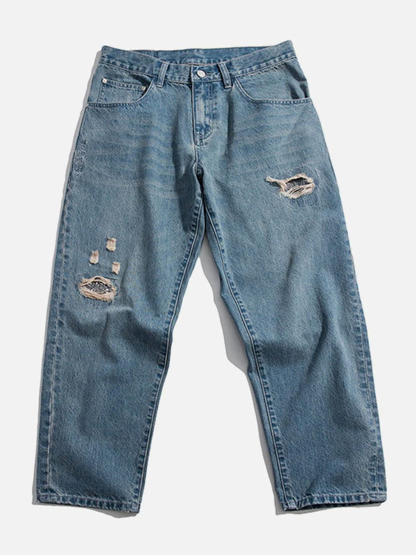 Lacezy - Broken Hole Embroidery Jeans- Streetwear Fashion - lacezy.com