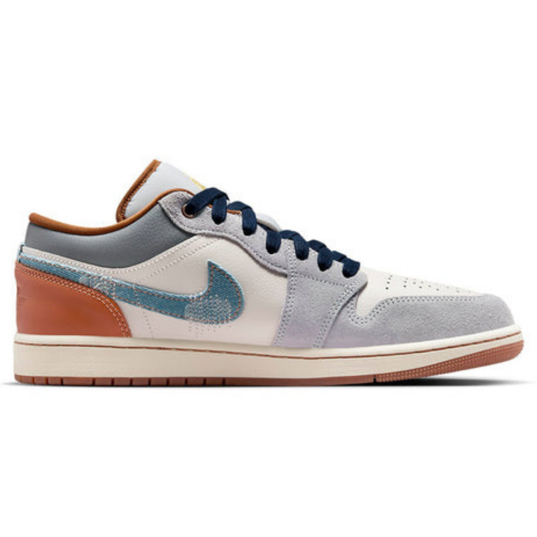 Air Jordan 1 Low SE Phantom Repaired Denim Swoosh- Streetwear Fashion - lacezy.com