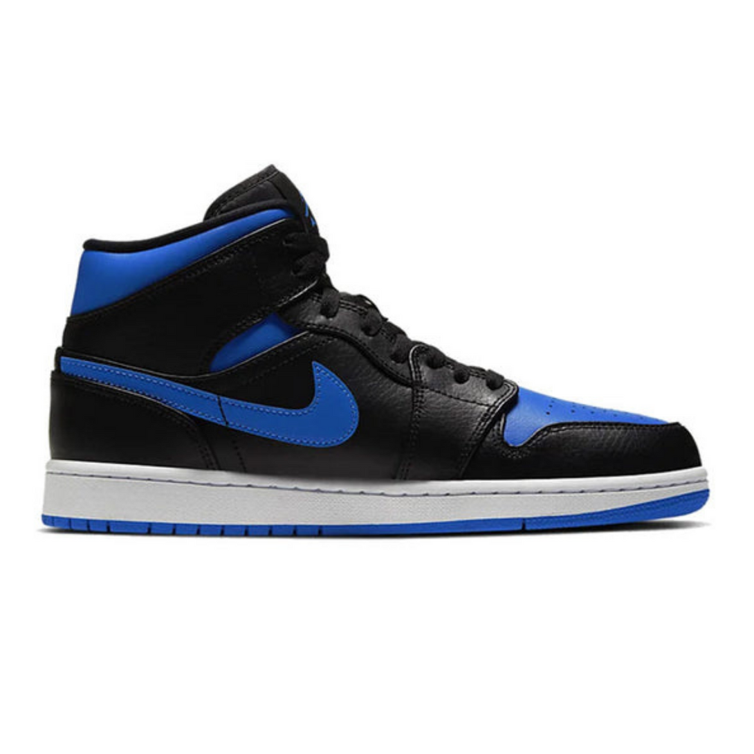 Air Jordan 1 Mid 'Black Hyper Royal'- Streetwear Fashion - lacezy.com