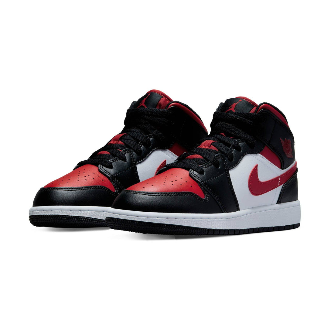 Air Jordan 1 Mid GS 'Black Fire Red'- Streetwear Fashion - lacezy.com