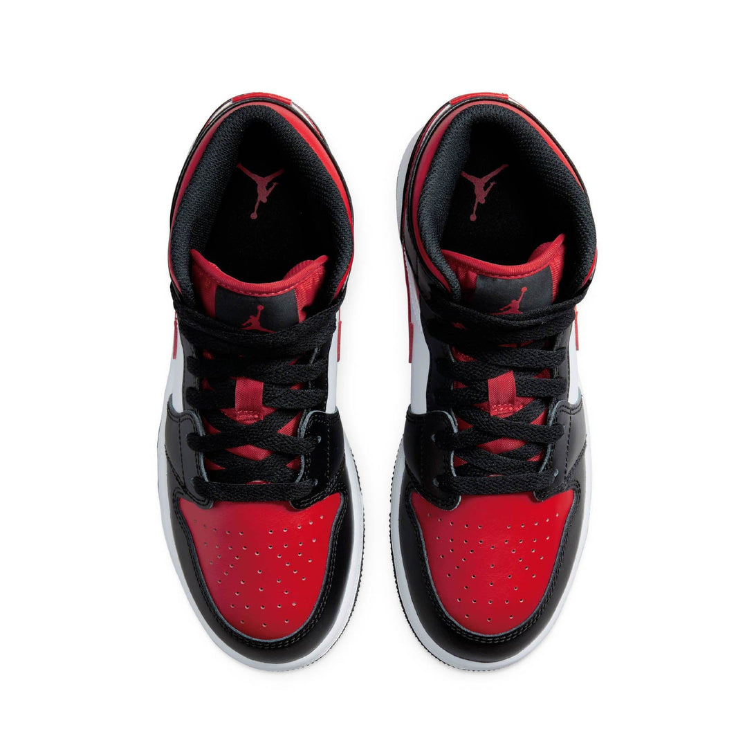 Air Jordan 1 Mid GS 'Black Fire Red'- Streetwear Fashion - lacezy.com