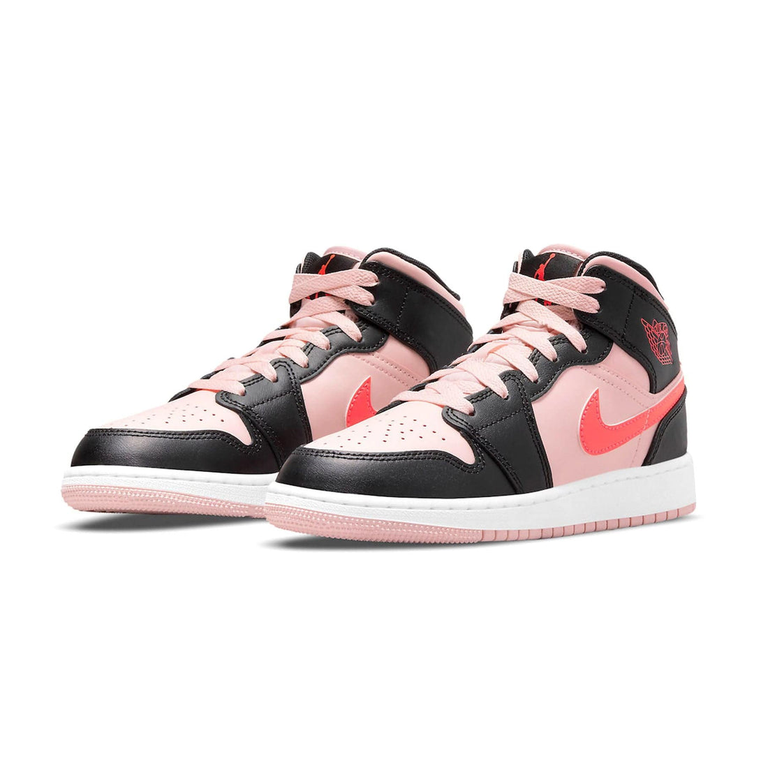 Air Jordan 1 Mid GS Black Pink Crimson- Streetwear Fashion - lacezy.com