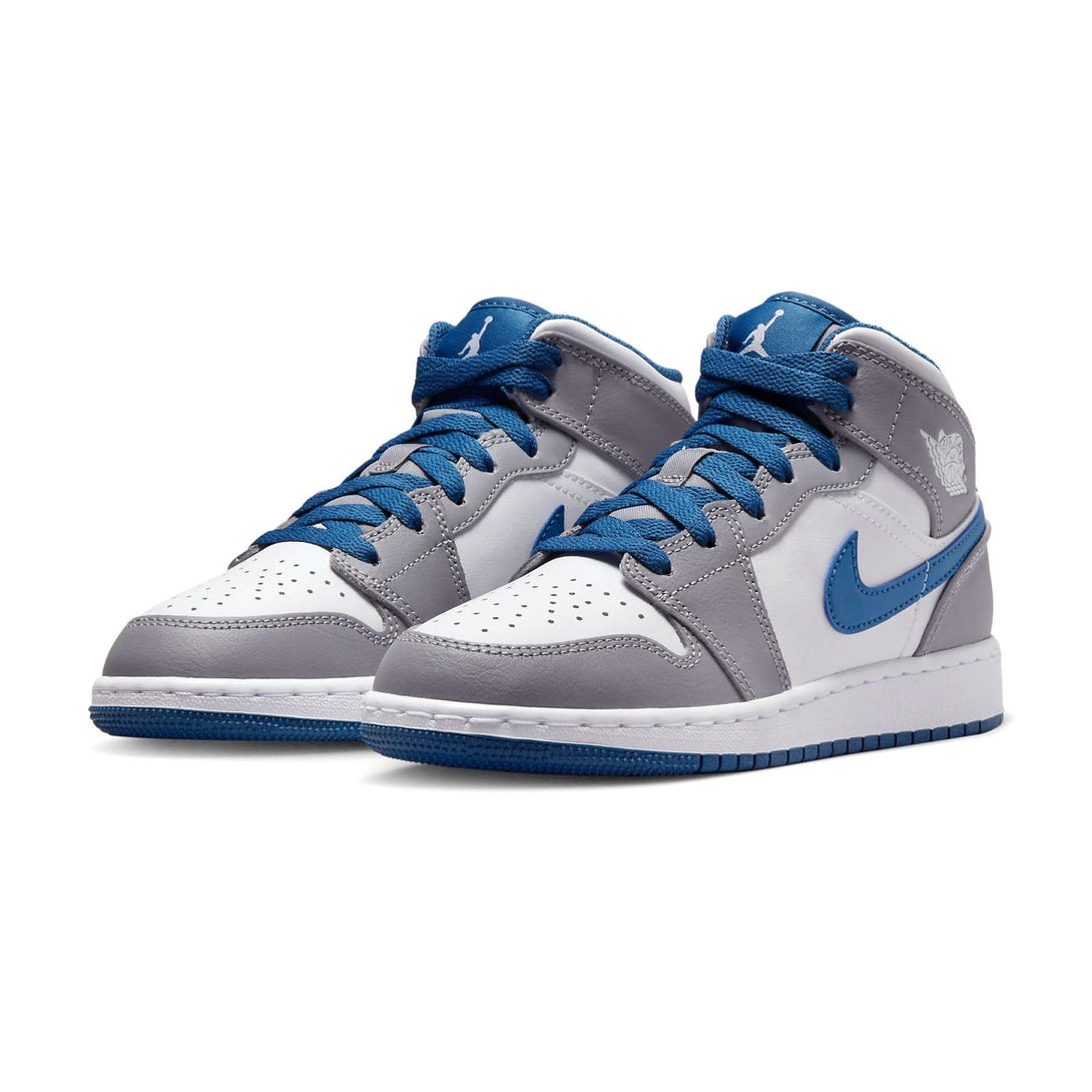 Air Jordan 1 Mid GS 'Cement True Blue'- Streetwear Fashion - lacezy.com