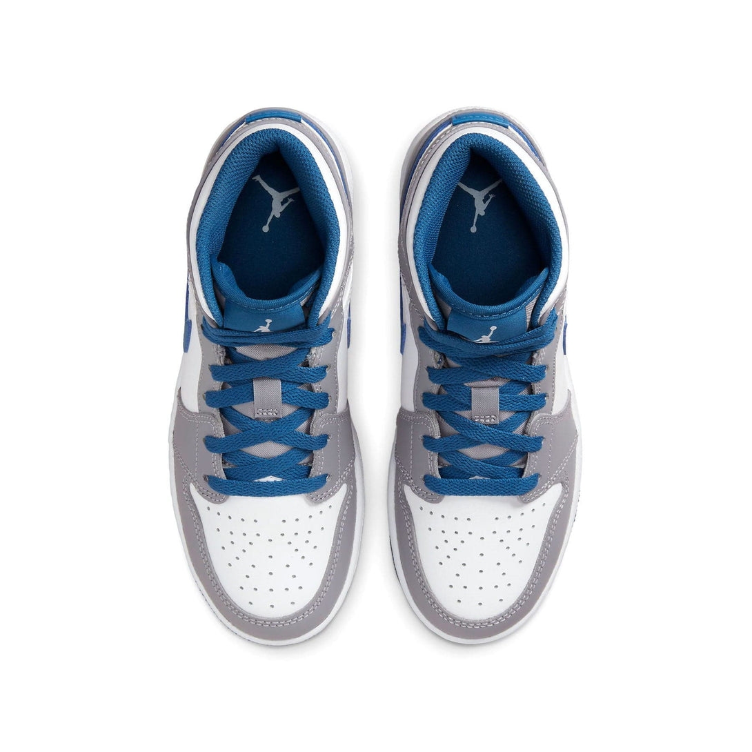 Air Jordan 1 Mid GS 'Cement True Blue'- Streetwear Fashion - lacezy.com