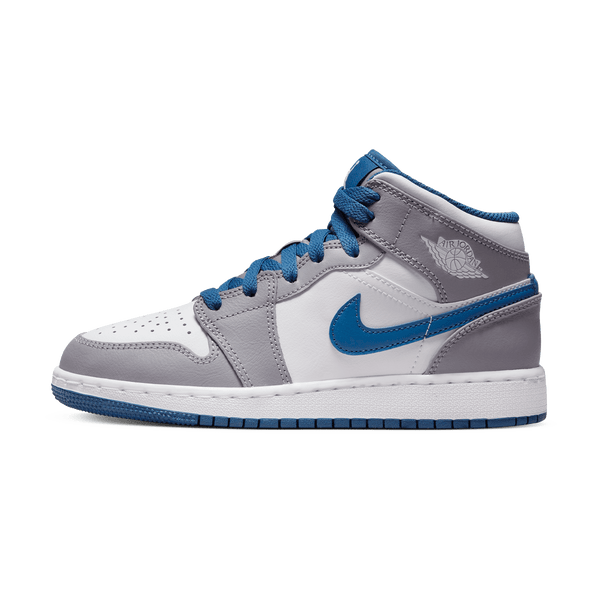 Air Jordan 1 Mid GS 'Cement True Blue'- Streetwear Fashion - lacezy.com