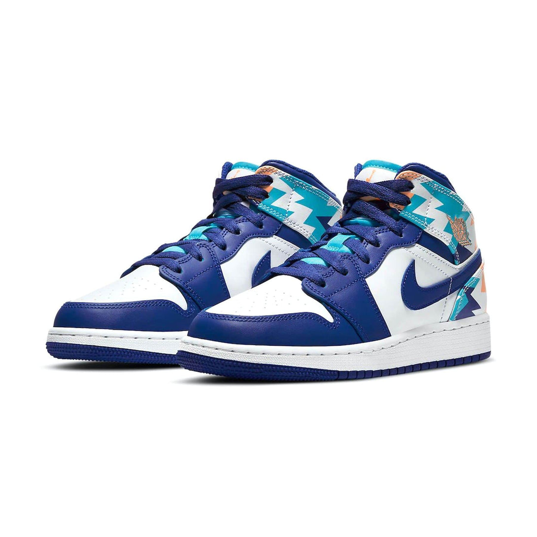 Air Jordan 1 Mid GS 'Geometric Print'- Streetwear Fashion - lacezy.com