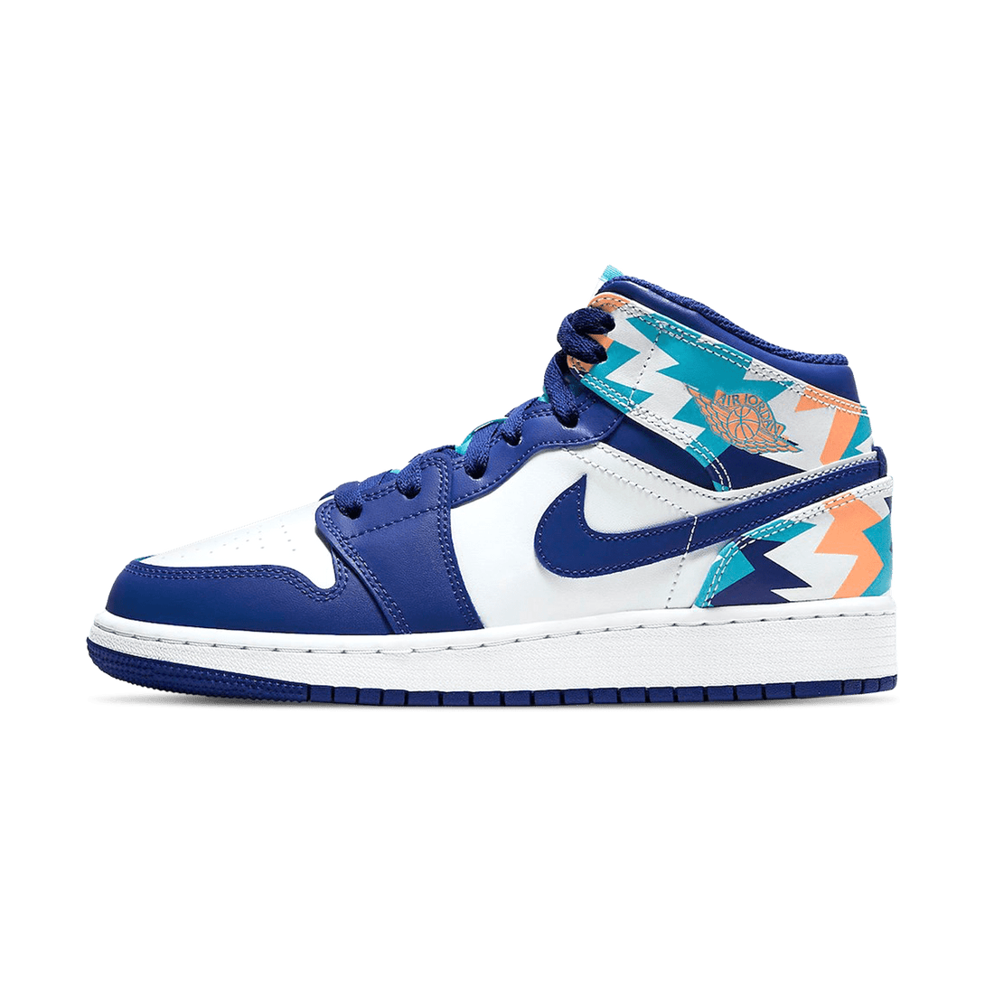 Air Jordan 1 Mid GS 'Geometric Print'- Streetwear Fashion - lacezy.com