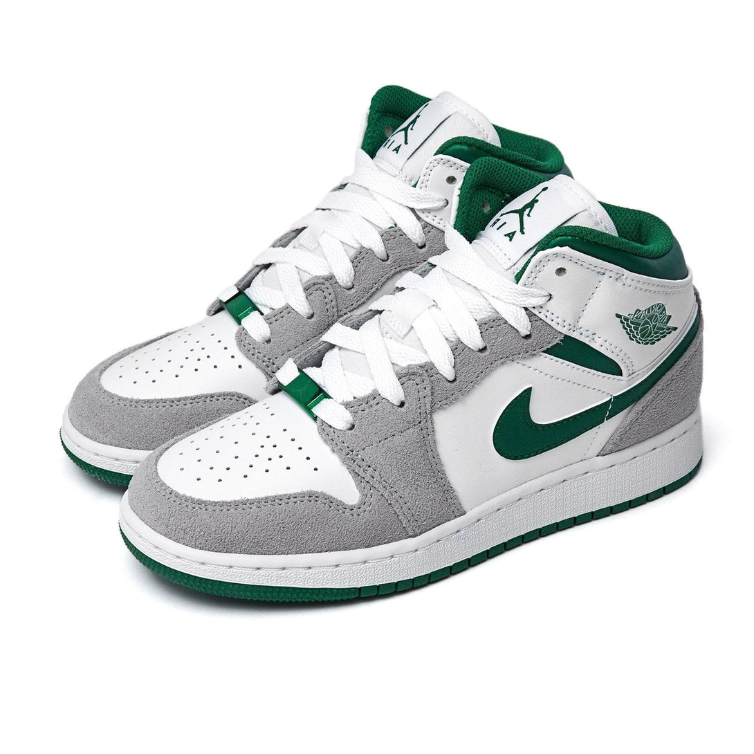 Air Jordan 1 Mid GS 'Green Grey'- Streetwear Fashion - lacezy.com