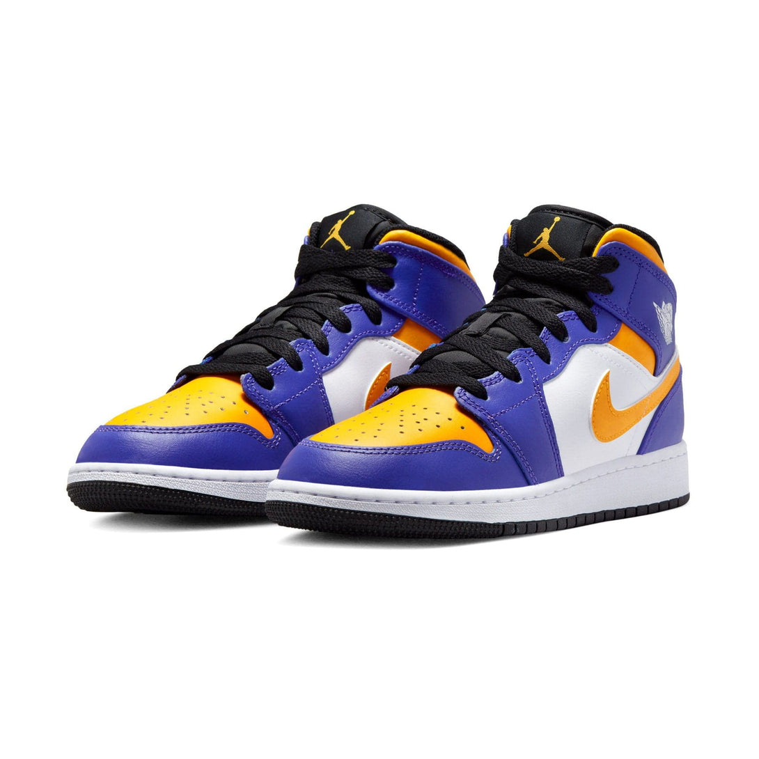 Air Jordan 1 Mid GS 'Lakers'- Streetwear Fashion - lacezy.com