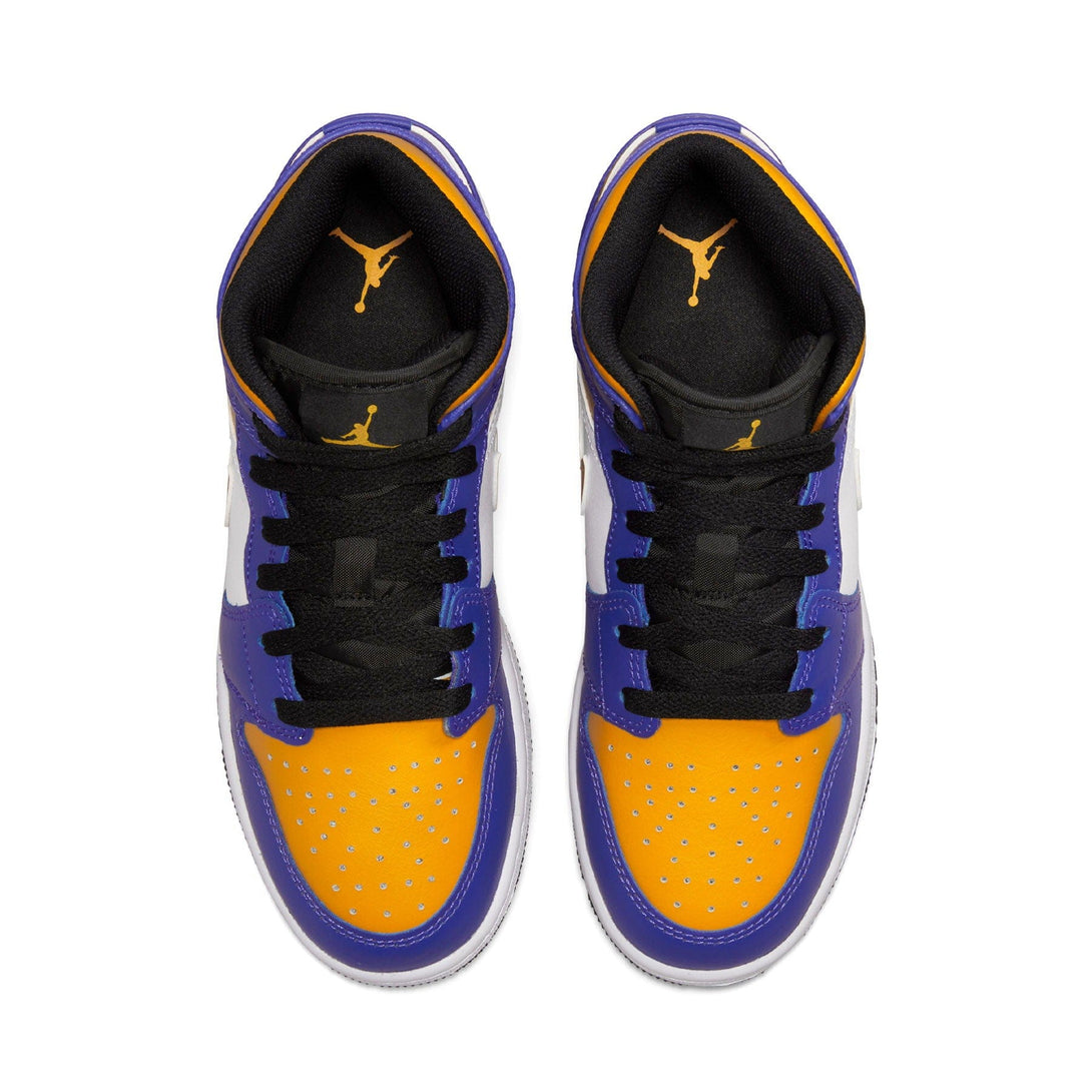 Air Jordan 1 Mid GS 'Lakers'- Streetwear Fashion - lacezy.com