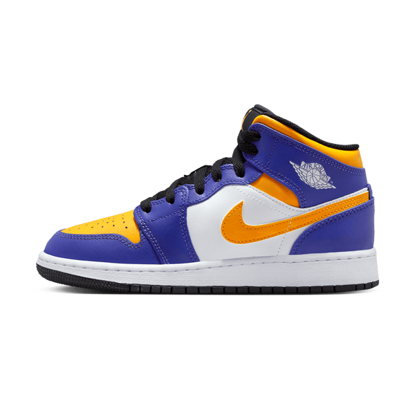 Air Jordan 1 Mid GS 'Lakers'- Streetwear Fashion - lacezy.com