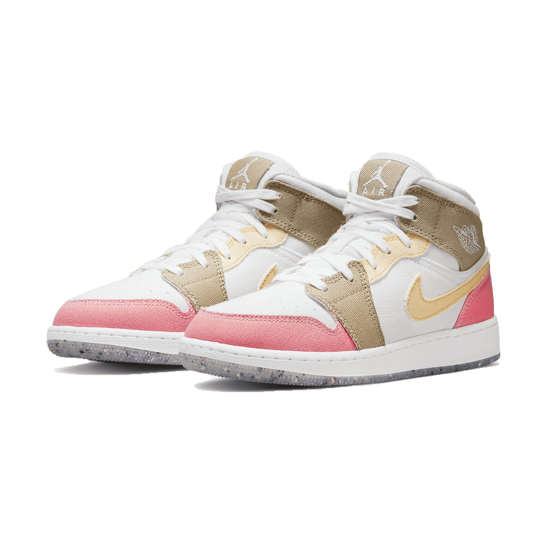 Air Jordan 1 Mid GS Pink Tan- Streetwear Fashion - lacezy.com