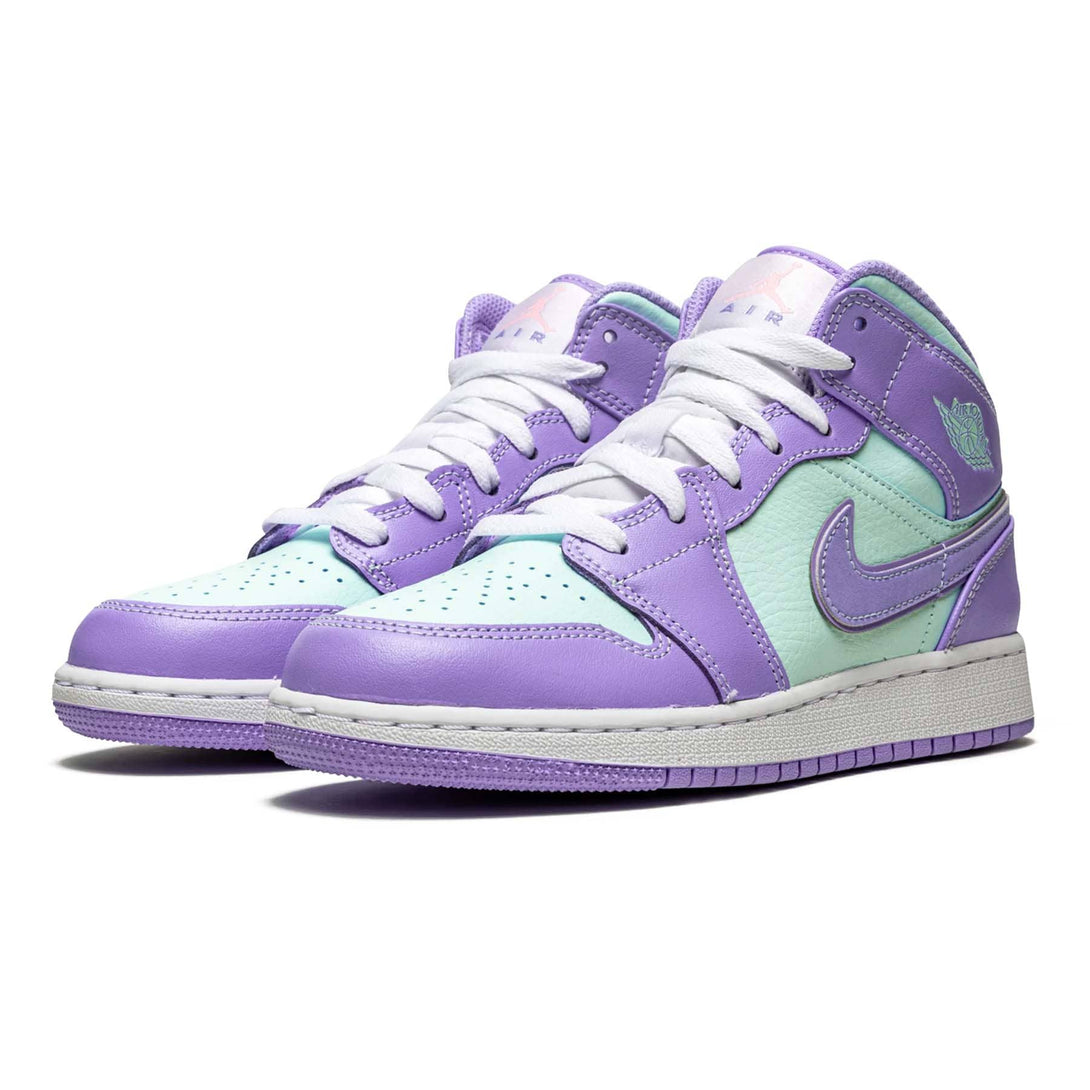 Air Jordan 1 Mid GS 'Purple Aqua'- Streetwear Fashion - lacezy.com