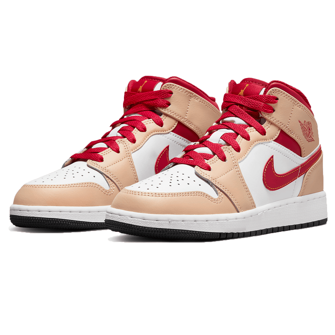 Air Jordan 1 Mid GS 'White Onyx Light Curry'- Streetwear Fashion - lacezy.com