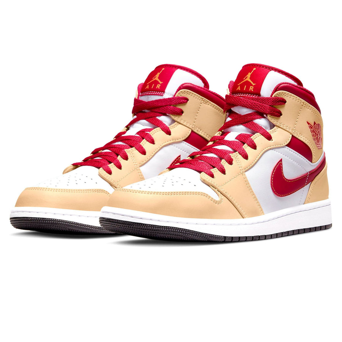 Air Jordan 1 Mid 'Light Curry Cardinal Red'- Streetwear Fashion - lacezy.com