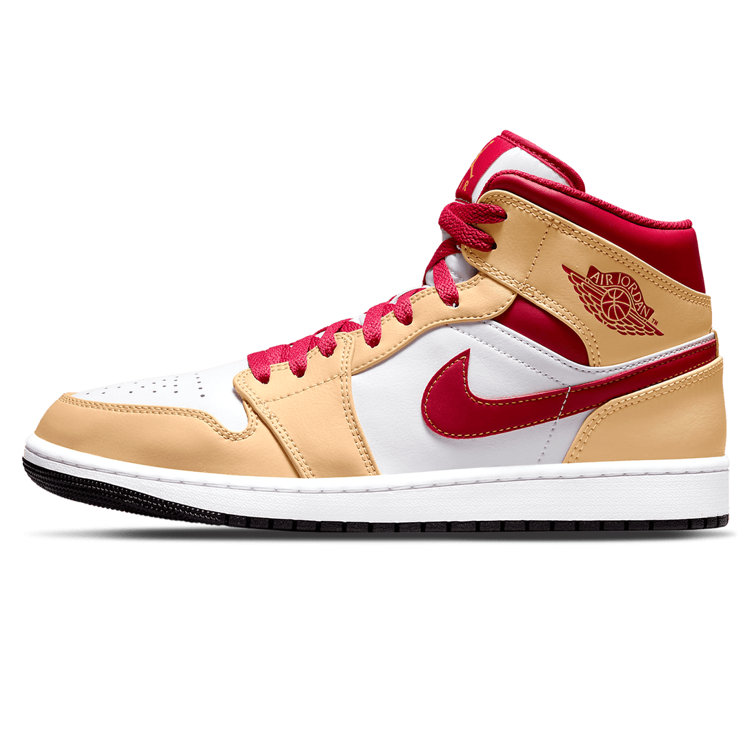 Air Jordan 1 Mid 'Light Curry Cardinal Red'- Streetwear Fashion - lacezy.com