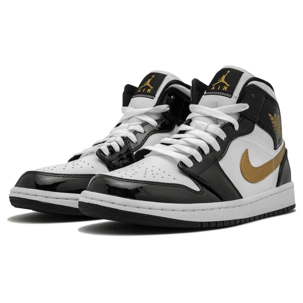 Air Jordan 1 Mid Patent 'Black Gold'- Streetwear Fashion - lacezy.com