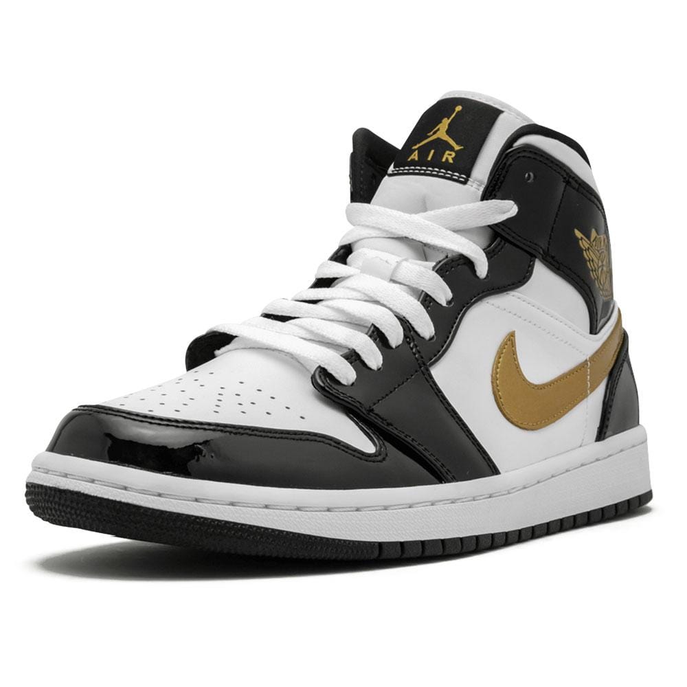 Air Jordan 1 Mid Patent 'Black Gold'- Streetwear Fashion - lacezy.com