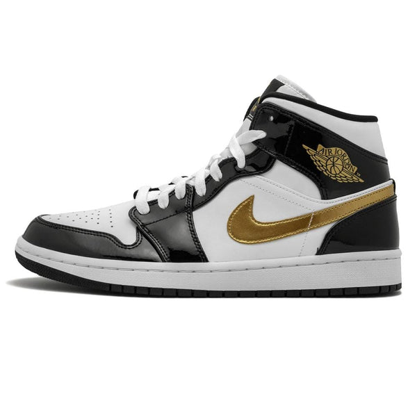 Air Jordan 1 Mid Patent 'Black Gold'- Streetwear Fashion - lacezy.com