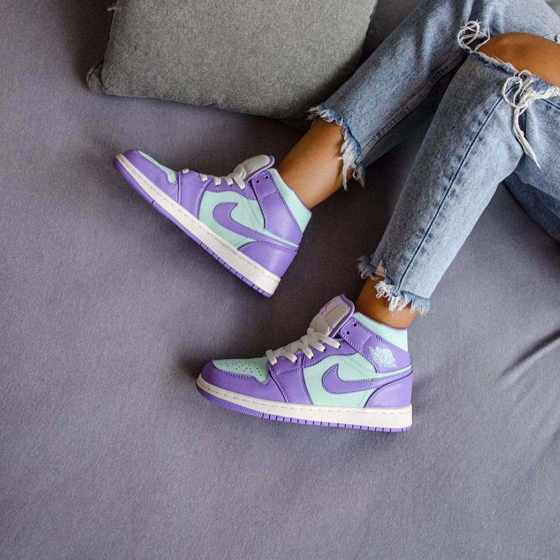 Air Jordan 1 Mid 'Purple Aqua'- Streetwear Fashion - lacezy.com