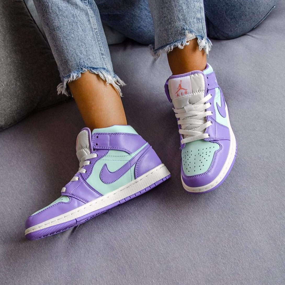 Air Jordan 1 Mid 'Purple Aqua'- Streetwear Fashion - lacezy.com