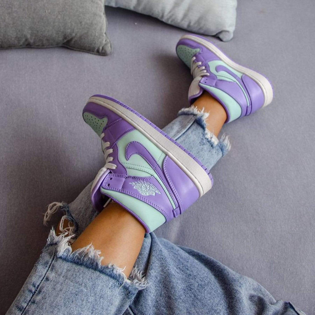 Air Jordan 1 Mid 'Purple Aqua'- Streetwear Fashion - lacezy.com