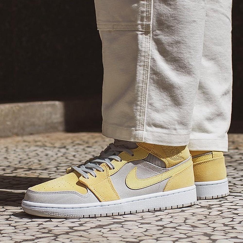 Air Jordan 1 Mid SE Grey Fog Lemon Wash- Streetwear Fashion - lacezy.com