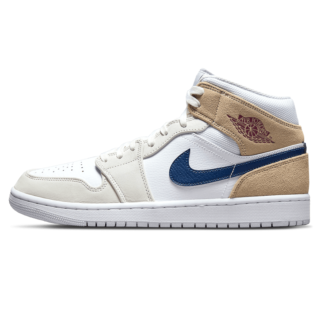 Air Jordan 1 Mid 'Tan Suede Navy'- Streetwear Fashion - lacezy.com