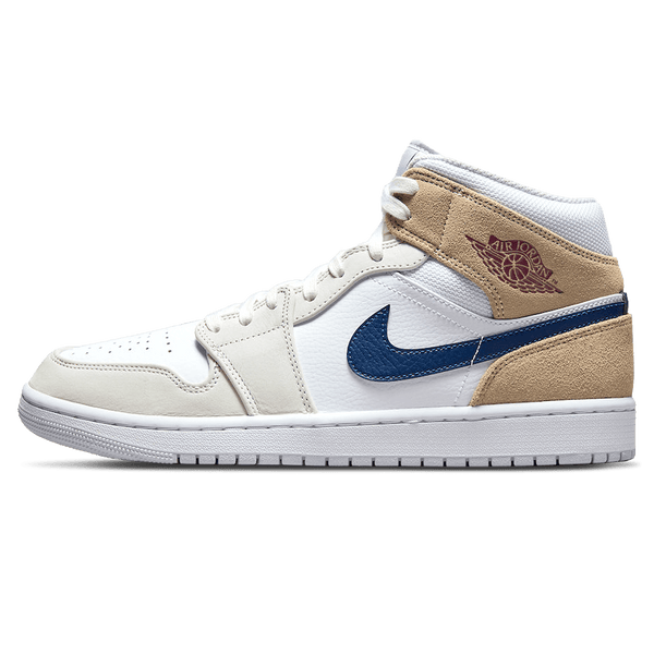 Air Jordan 1 Mid 'Tan Suede Navy'- Streetwear Fashion - lacezy.com