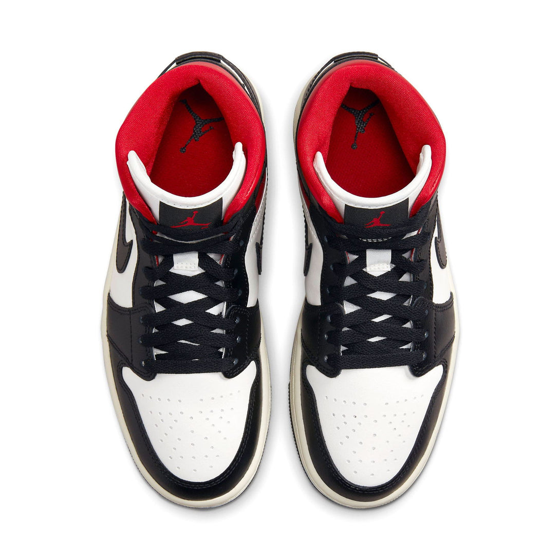 Air Jordan 1 Mid Wmns 'Black Sail Gym Red'- Streetwear Fashion - lacezy.com