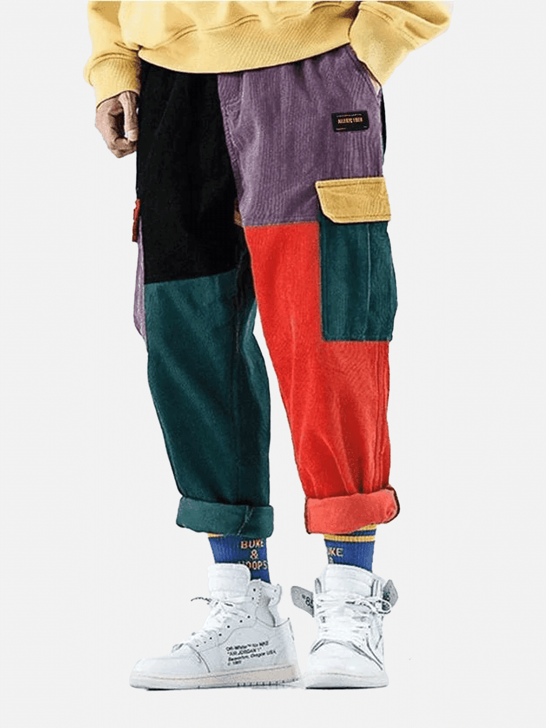 Lacezy - "Back to 90's" Patchwork Color Block Corduroy Pants- Streetwear Fashion - lacezy.com