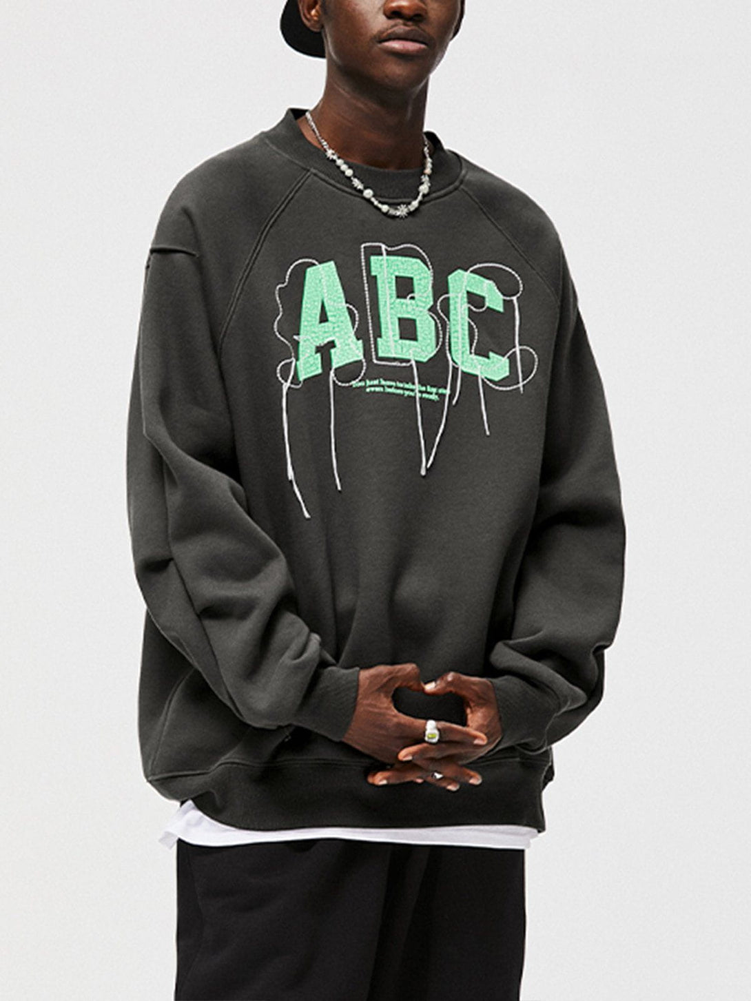 Lacezy - "ABC" Embroidery Print Sweatshirt- Streetwear Fashion - lacezy.com