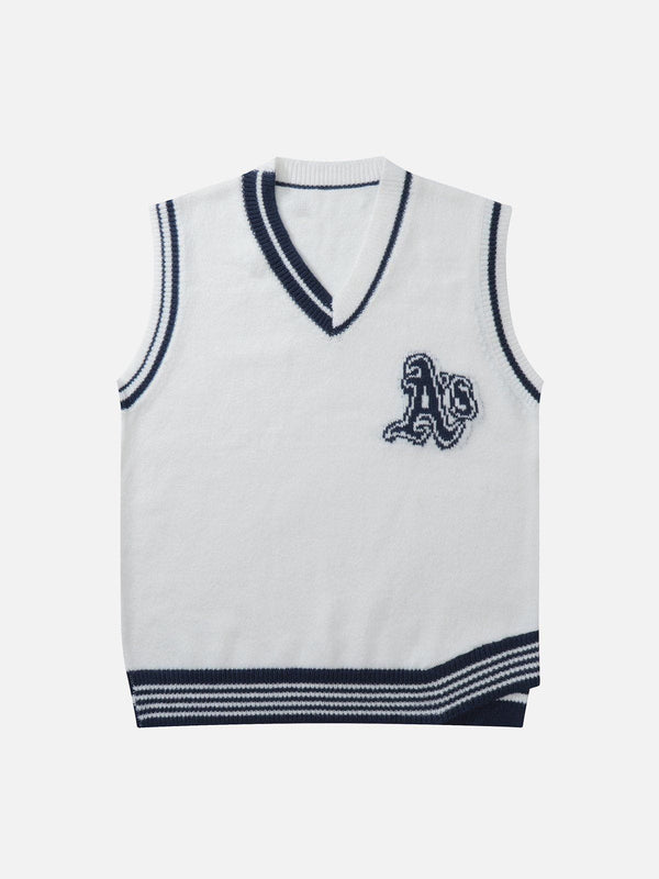 Lacezy - "AS" Jacquard Sweater Vest- Streetwear Fashion - lacezy.com