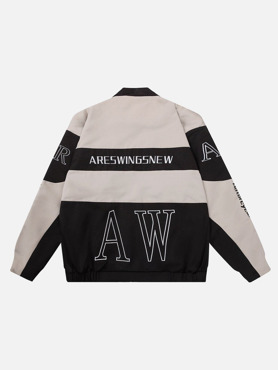 Lacezy - "AW" Patchwork Motorcycle Jacket- Streetwear Fashion - lacezy.com