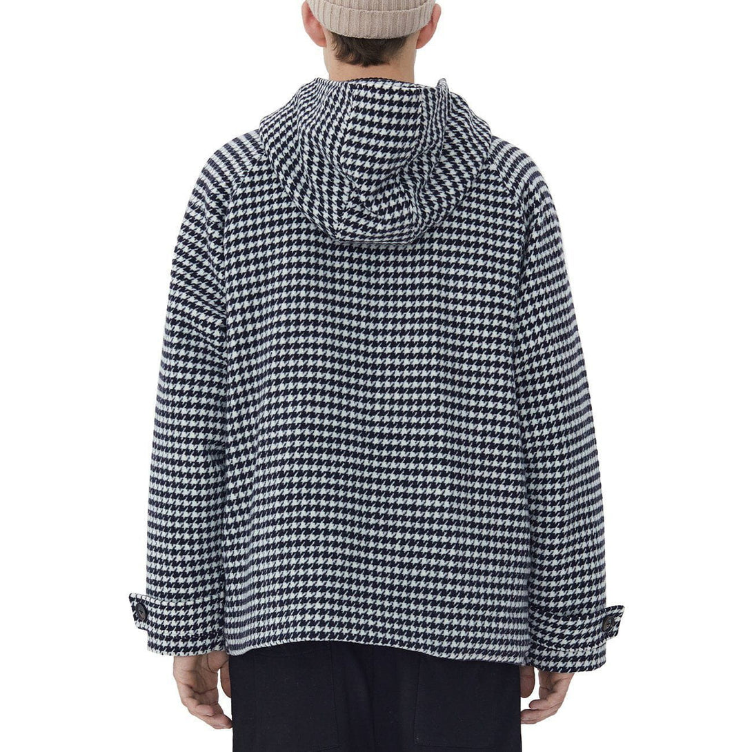 Lacezy - Abstract Plaid Hood Winter Coat- Streetwear Fashion - lacezy.com