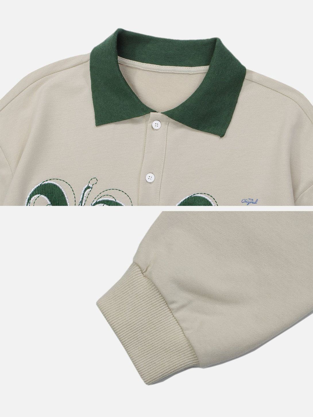 Lacezy - Alphabet Embroidery Polo Collar Sweatshirt- Streetwear Fashion - lacezy.com