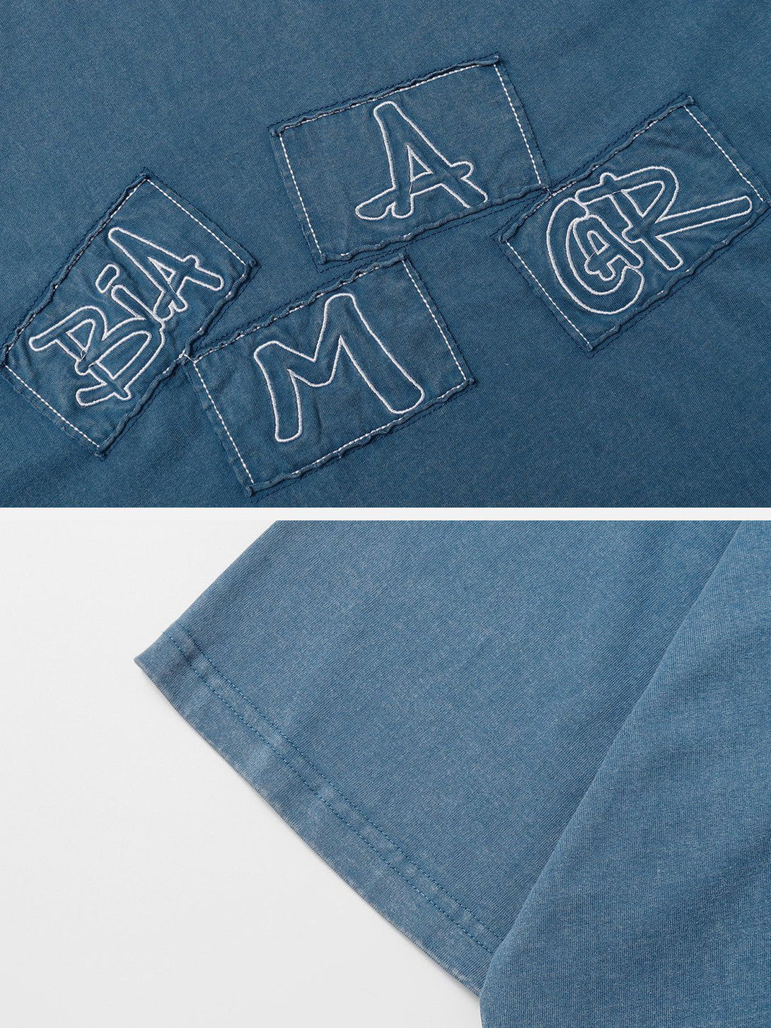 Lacezy - Applique Embroidery Washed Tee- Streetwear Fashion - lacezy.com