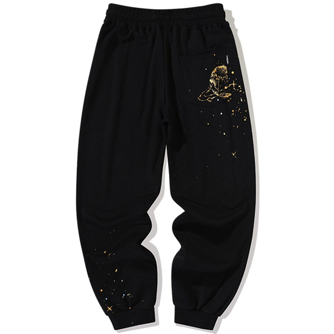 Lacezy - Astronaut Bear Print Pants- Streetwear Fashion - lacezy.com