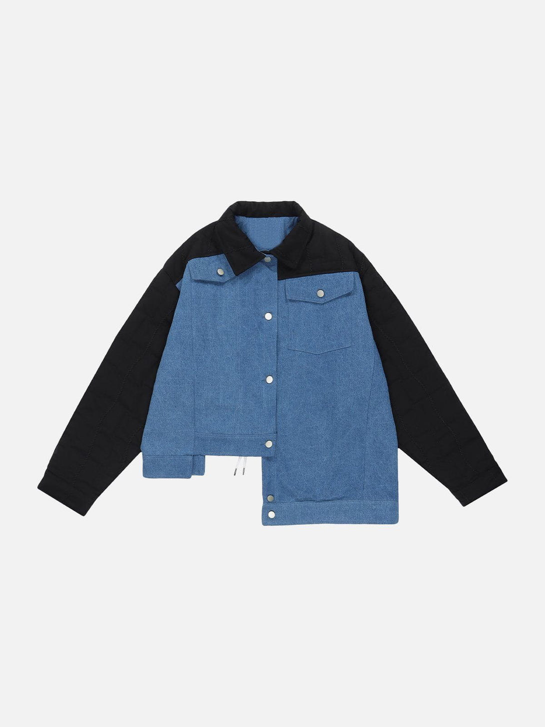 Lacezy - Asymmetric Hem Denim Jacket- Streetwear Fashion - lacezy.com