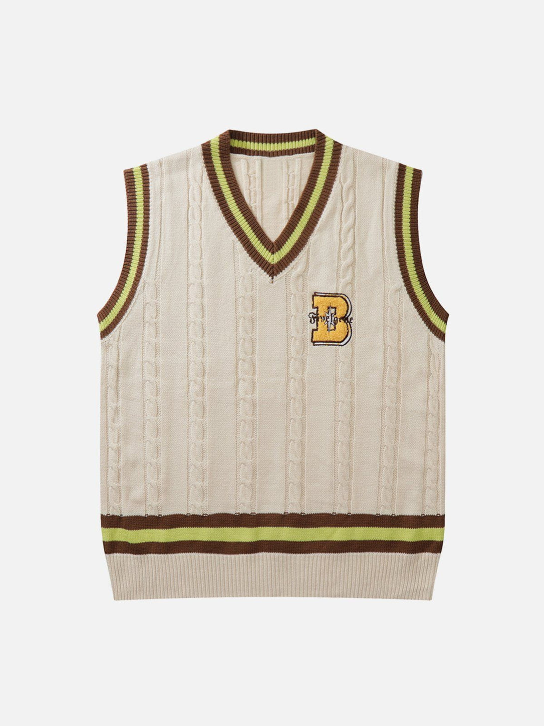 Lacezy - "B" Embroidered Sweater Vest- Streetwear Fashion - lacezy.com