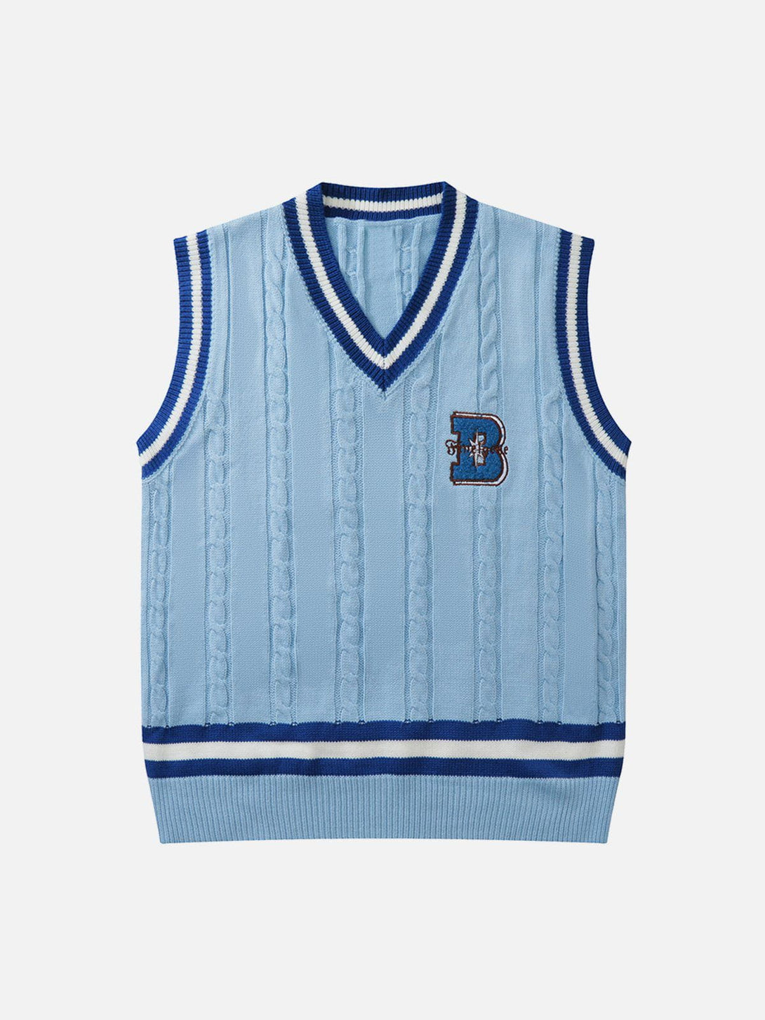 Lacezy - "B" Embroidered Sweater Vest- Streetwear Fashion - lacezy.com