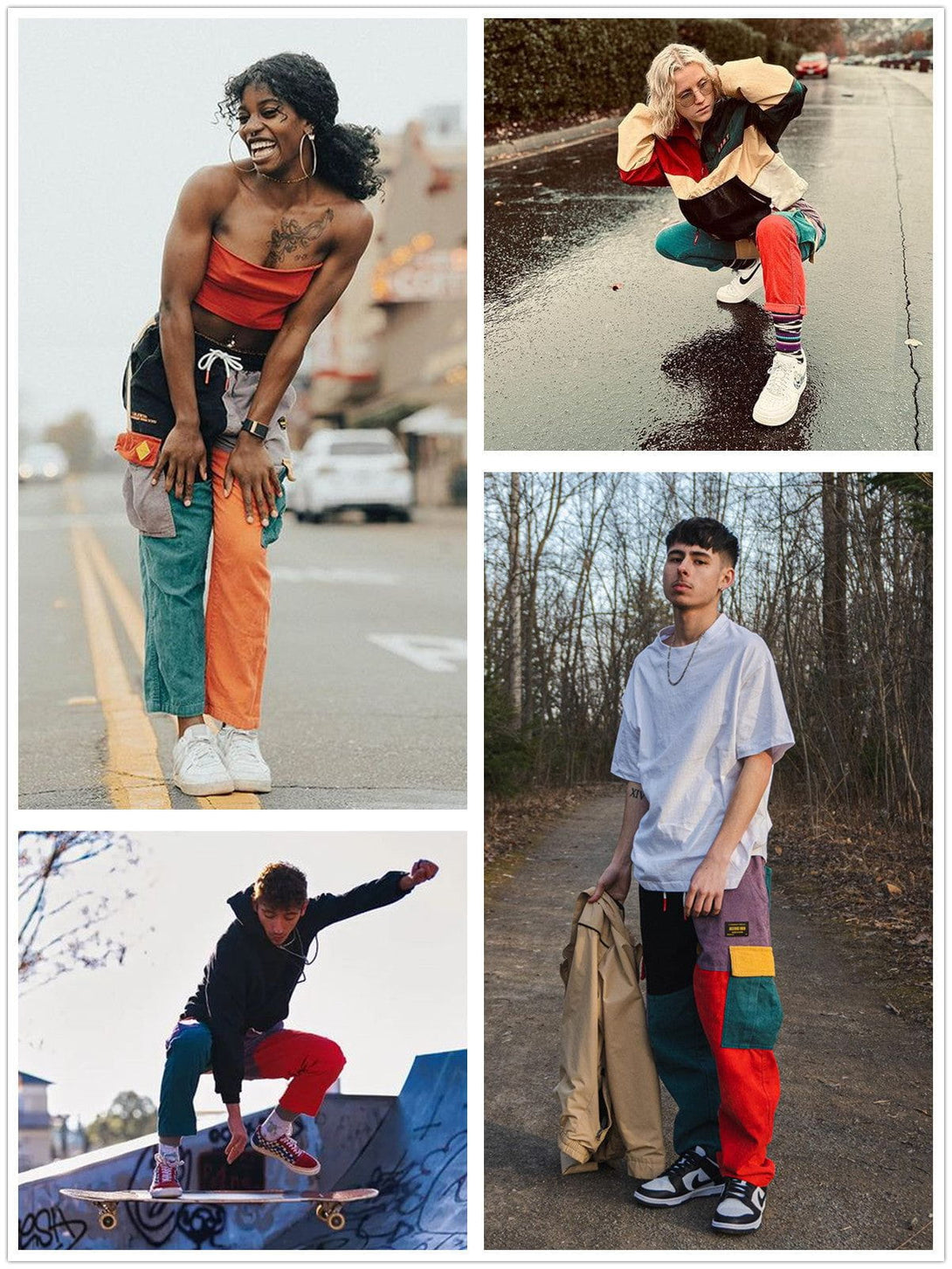 Lacezy - "Back to 90's" Patchwork Color Block Corduroy Pants- Streetwear Fashion - lacezy.com