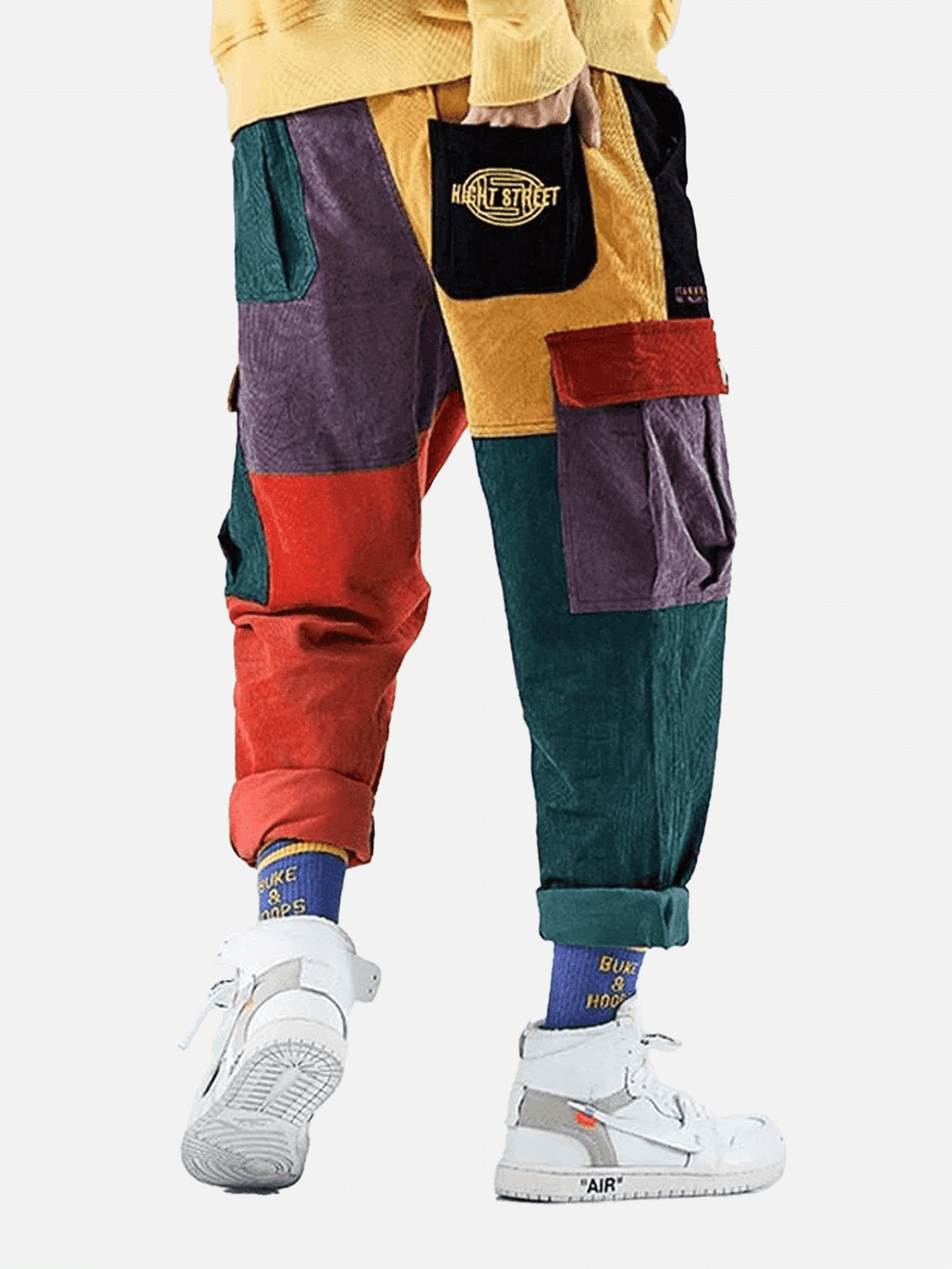 Lacezy - "Back to 90's" Patchwork Color Block Corduroy Pants- Streetwear Fashion - lacezy.com