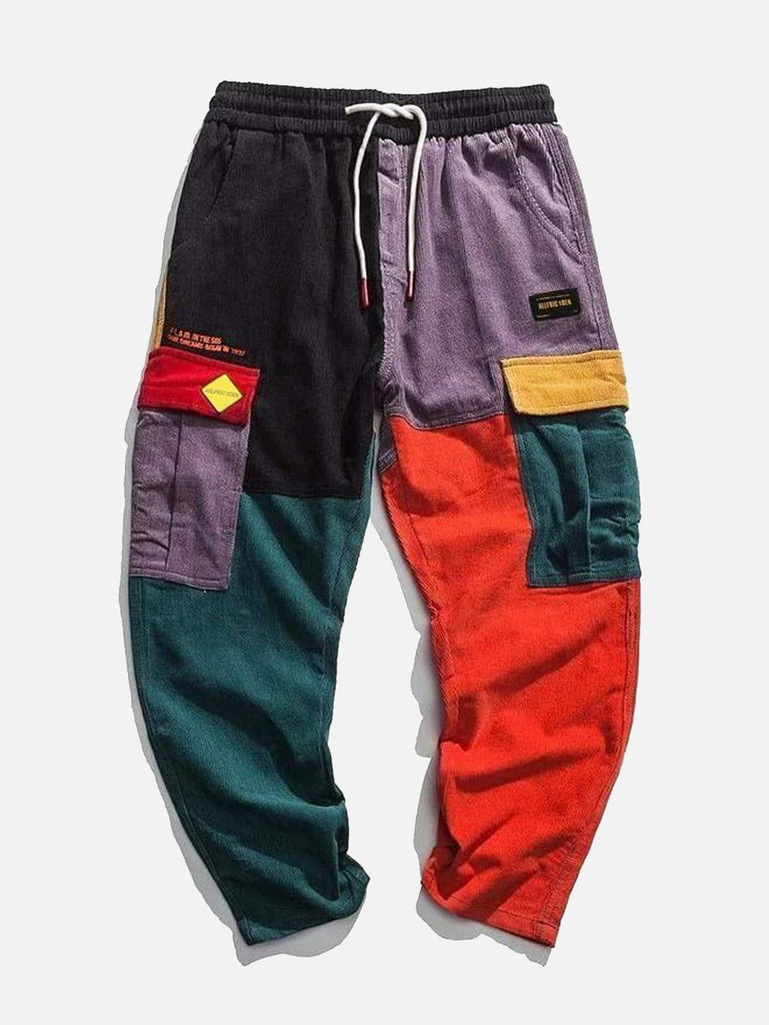 Lacezy - "Back to 90's" Patchwork Color Block Corduroy Pants- Streetwear Fashion - lacezy.com