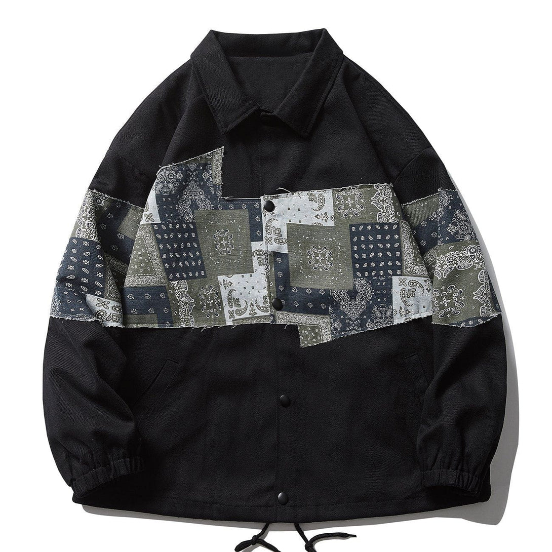 Lacezy - Bandana Splicing Jacket- Streetwear Fashion - lacezy.com