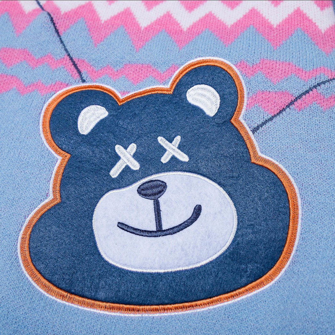 Lacezy - Bear Bag Pattern Stitching Knit Sweater- Streetwear Fashion - lacezy.com