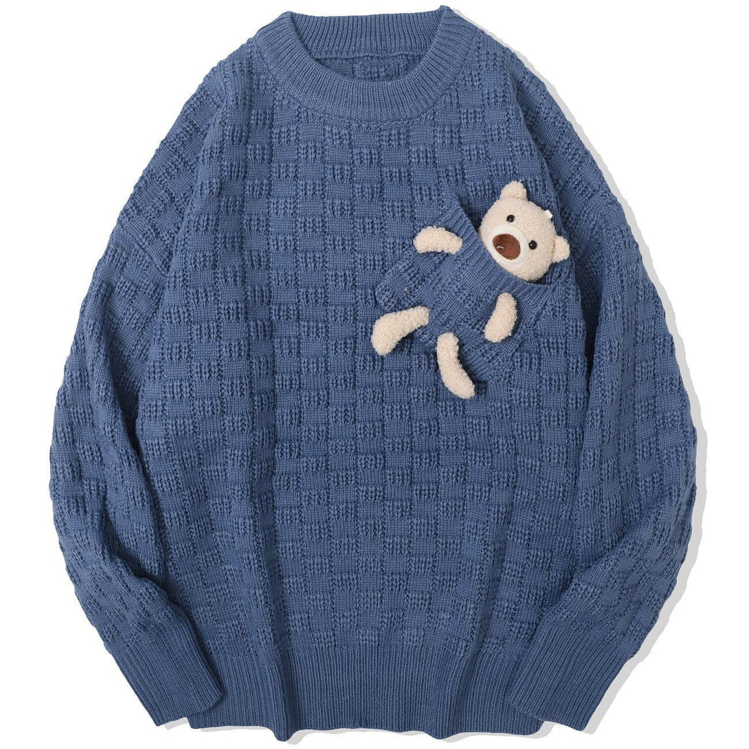 Lacezy - Bear Doll Decoration Knit Sweater- Streetwear Fashion - lacezy.com