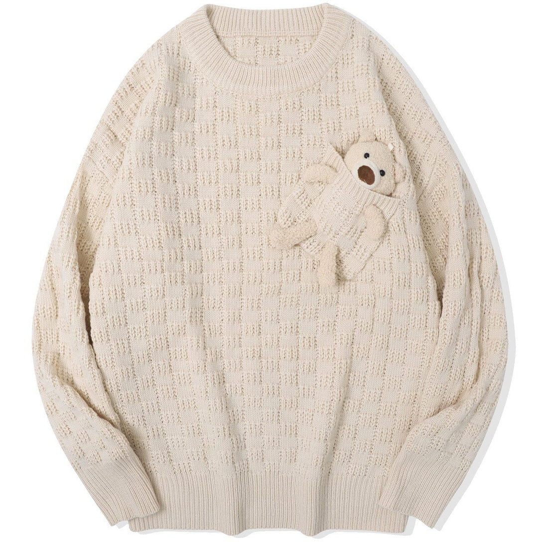 Lacezy - Bear Doll Decoration Knit Sweater- Streetwear Fashion - lacezy.com