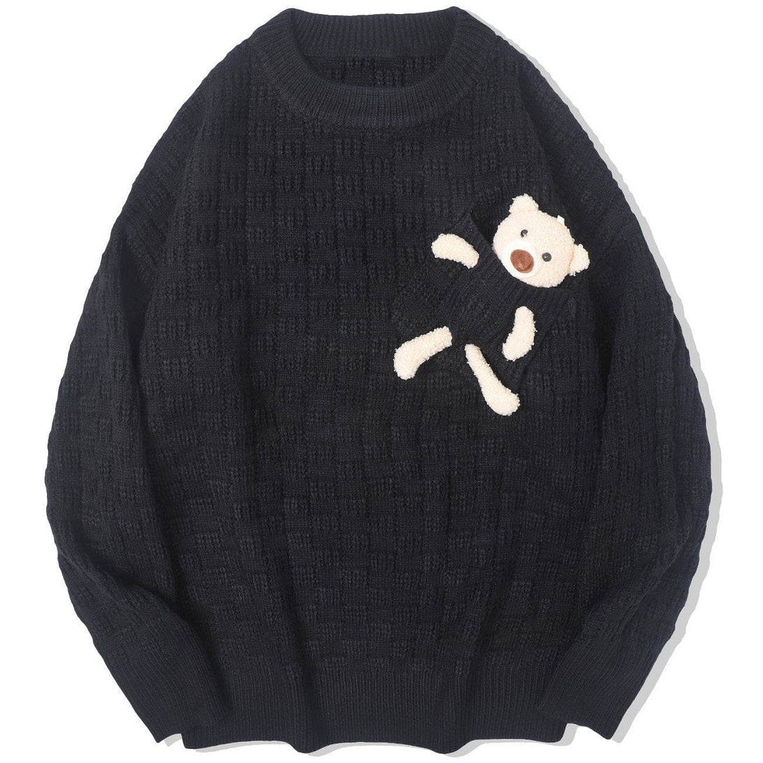 Lacezy - Bear Doll Decoration Knit Sweater- Streetwear Fashion - lacezy.com