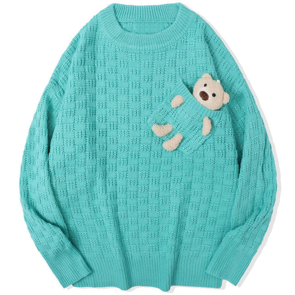 Lacezy - Bear Doll Decoration Knit Sweater- Streetwear Fashion - lacezy.com